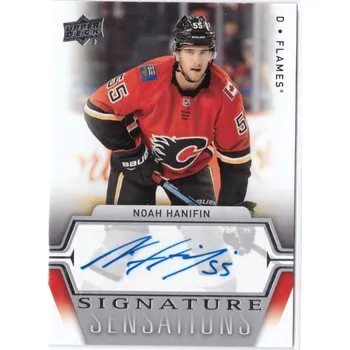 Sběratelská karetní hra 2019-20 UD Series 1 Hockey NOAH HANIFIN Signature Sensations Auto Podpis