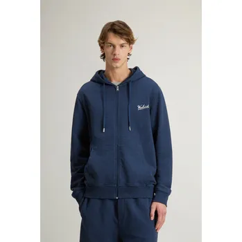 Pánská mikina MIKINA WOOLRICH MOULINE FULL-ZIP HOODIE MELTON BLUE