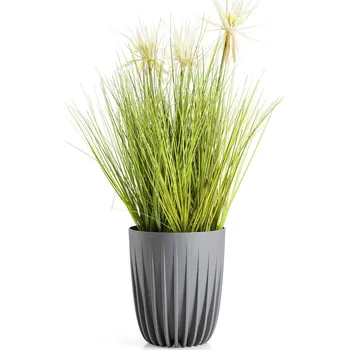 PLASTOVÝ KVĚTINÁČ STRIPPED 19X22,5 CM ŠEDÁ