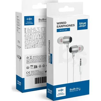 Sluchátka Sluchátka Blue Star Drátová sluchátka Jack 3,5 mm s mikrofonem M09 1,2 M Bílá
