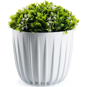 Květináč PLASTOVÝ KVĚTINÁČ STRIPPED 24X21 CM BÍLÁ