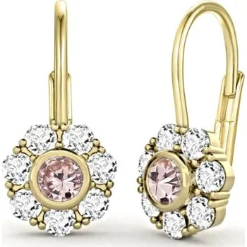 Náušnice Couple, Dívčí náušnice Pomněnka, žluté zlato s růžovými, Patent dívčí, 585-66-3-0231.0Z00.0.00.108.07