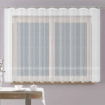 Záclona Žakárová záclona MADISON, kostičky, s bordurou, bílá, výška 120cm (v metráži)