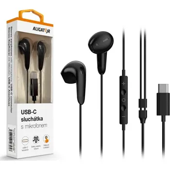 Sluchátka Sluchátka Aligator (AE007) USB-C černá
