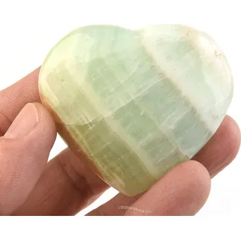 Přírodní kámen Hladké srdce kalcit pistáciový 102g (Pákistán)