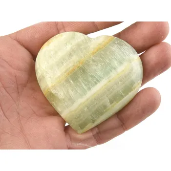 Přírodní kámen Hladké srdce kalcit pistáciový 119g Pákistánu