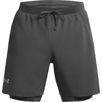 Pánské kraťasy Pánské sportovní kraťasy Under Armour LAUNCH 2-IN-1 7IN SHORTS šedé 1382641-025 - L | UK 7 | US 9,5