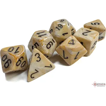 Příslušenství k deskovým hrám Chessex Sada 7 kostek Chessex - Marble slonovinová a černá - 27402
