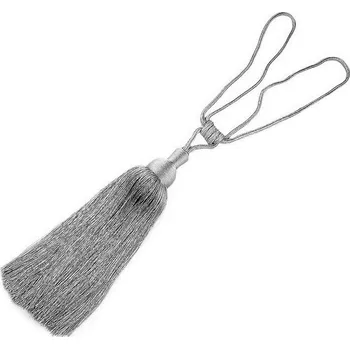 Bytová dekorace Velký dekorační úvaz / šňůra na závěsy se střapcem - 4 stříbrná