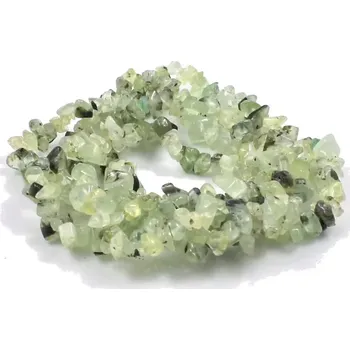 Materiál na výrobu šperku Prehnit, vrtané zlomky – 20 cm návleku