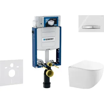 WC sada Geberit Kombifix - Set předstěnové instalace, kompaktního klozetu Gaia a sedátka softclose, tlačítko Sigma50, chrom/alpská bílá SANI15CA3129
