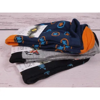 CNB_BERLIN Ponožky SADA 3 PÁRŮ DE 54202 černé dino, šedé tygr, modré s hvězdičkami velikosti ponožek: 18-20 ( EUR vel. 27-30)