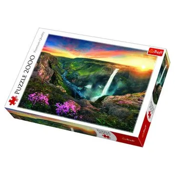 Puzzle Puzzle Vodopád Háifoss, Island 2000 dílků 96x68cm v krabici 40x27x6cm