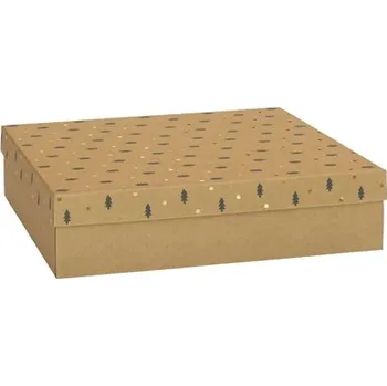 Balící papír Dárkový box s dekorem stromečků