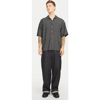 Pánská košile Jack & Jones Košile Marshall 12271103 Černá Wide Fit L