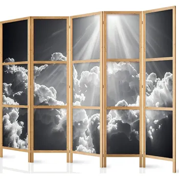 Paraván Japonský paraván - Naděje v oblacích: Inspirující paprsky slunce Velikost: 225x172 cm