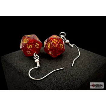Příslušenství k deskovým hrám Chessex Náušnice Chessex třpytivě červená D20 - 54208