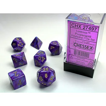 Příslušenství k deskovým hrám Chessex Sada 7 kostek Chessex - Purple / Gold Lustrous - 27497