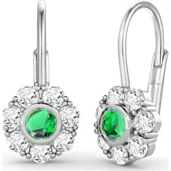 Náušnice Couple, Dívčí náušnice Pomněnka, bílé zlato se zelenými zirkony, Patent dívčí, 585-66-3-0231.1B00.0.00.106.07