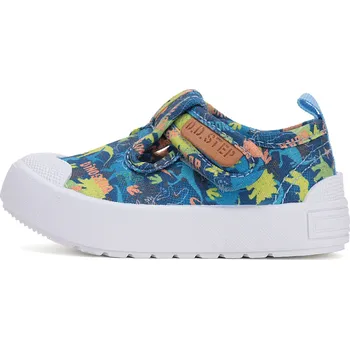 Chlapecké tenisky D.D.step Plátěnky sandálky tenisky D.D. step C096-51104A modré s barevnými dinosaury velikost: 28