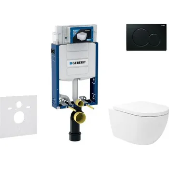 Geberit Kombifix - Set předstěnové instalace, klozetu Oudee Vortex a sedátka softclose, tlačítko Sigma01, černá SANI15CA5135