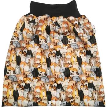 Plenkové kalhoty Breberky BIO Noční sukýnka - Kočky v hledišti VELIKOST: L