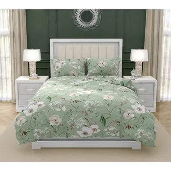 Povlečení Kvalitex Francouzské bavlněné povlečení DELUX 240x200, 70x90cm MAGNÓLIE zelená