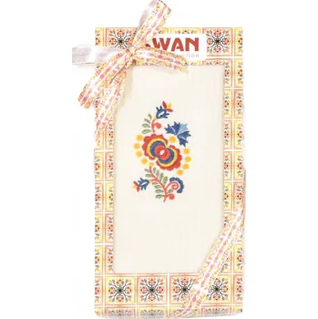 Utěrka Utěrka SWAN 71 vaflová vyšívaná, dárkové balení, folklór na smetanové, 1 kus 50x70cm