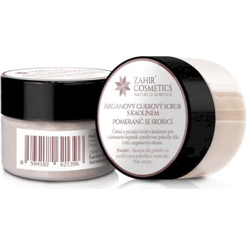 Tělový peeling Zahir - Arganový cukrový scrub s kaolínem, pomerančem a skořicí, 25 ml