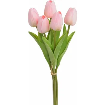umělá květina Tulipán pěnový (5 ks) - růžová/broskev