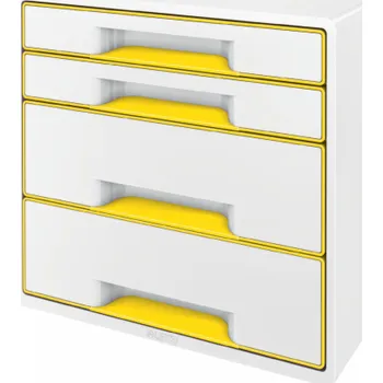 LEITZ Zásuvkový box WOW CUBE, 4 zásuvky, bílá/žlutá