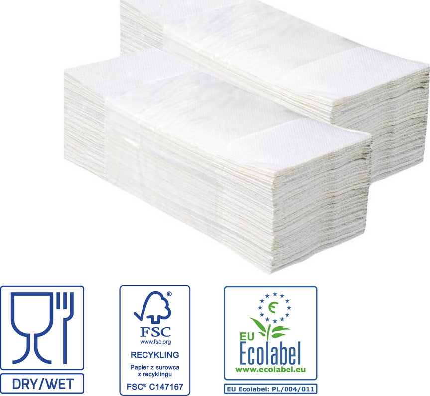 Jednotlivé papírové ručníky skládané EKONOM, bílé, 5000 ks, /dříve PZ27/