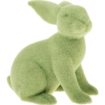 Velikonoční dekorace Casa de Engel Plastový flokovaný zajíc - zelený, 29 cm