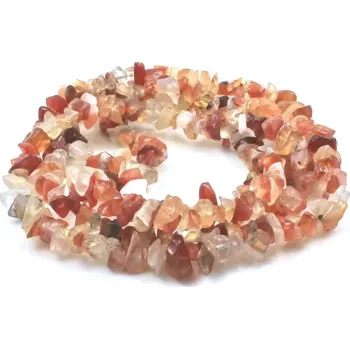 Materiál na výrobu šperku Karneol-achát, vrtané zlomky – 20 cm návleku