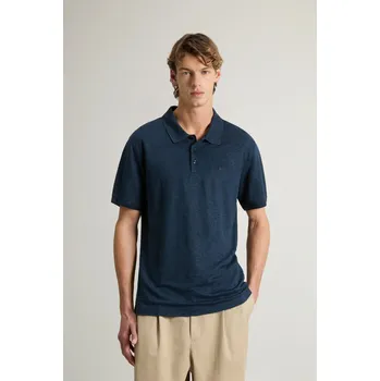 Pánská košile POLOKOŠILE WOOLRICH LINEN POLO MELTON BLUE
