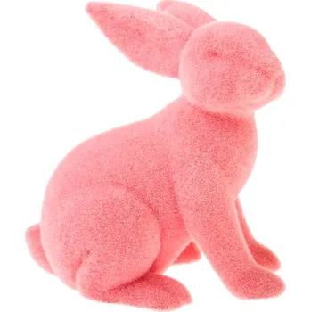 Velikonoční dekorace Casa de Engel Plastový flokovaný zajíc - růžový, 29 cm