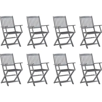 vidaXL Skládací zahradní židle s poduškami 8 ks masivní akácie [3078269] Barva: antracitová