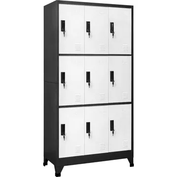 Policová skříň vidaXL Uzamykatelná skříň 90 x 45 x 180 cm ocel [339810] Barva: Antracitová a bílá