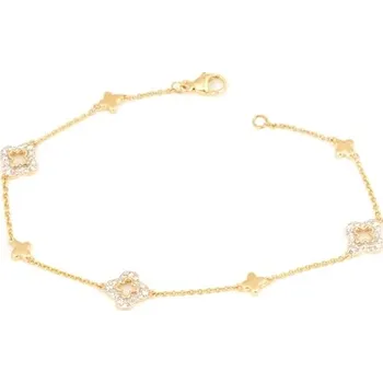 Náramek Luxusní zlatý diamantový náramek se čtyřlístky L'amour Diamonds RB3907Y + dárek zdarma