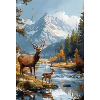 Diamantové malování Diamantové malování 40x30cm, Jelen v horách