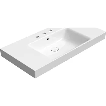 Umyvadlo GSI NUBES keramické umyvadlo 100x50cm, s odkládacími plochami, 3 otvory, bílá ExtraGlaze