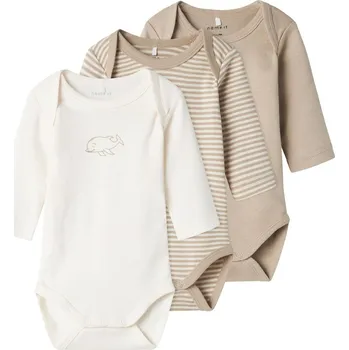 BODY KOJENECKÉ NAME IT S DELFÍNEM A PROUŽKY 3 KS, PURE CASHMERE Velikost: 98
