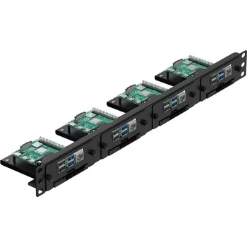 Racková skříň Uctronics 19" 1U rack pro Raspberry Pi s držáky pro montáž SSD