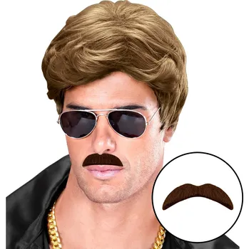 Karnevalový doplněk Umělý nalepovací knír hnědý