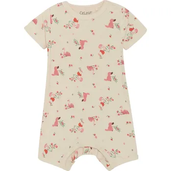 Dětský letní overal z bambusu a bavlny se vzorem Powder Pink CeLaVi Velikost: 50/56