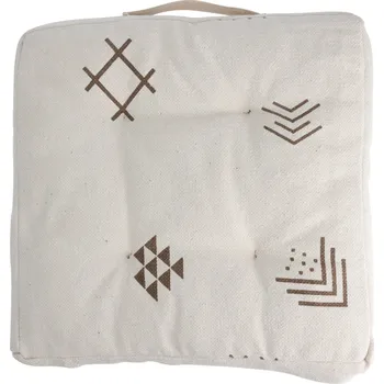 Polštář Home Styling Collection Sedací polštář, bavlněný povlak, etnický vzor, 40 x 40 x 6 cm, bílý
