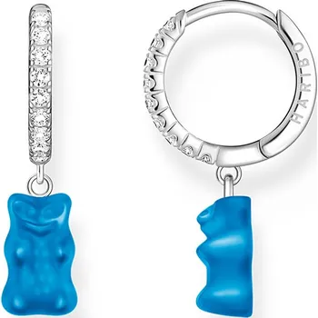 Šperk Thomas Sabo CR726-052-1 Gold-plated single hoop earrings with green Goldbears - 1 kus náušnice