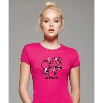 Dámské tričko STRIKER Dámské tričko Já čekám! Barva: Růžová, Velikost: M