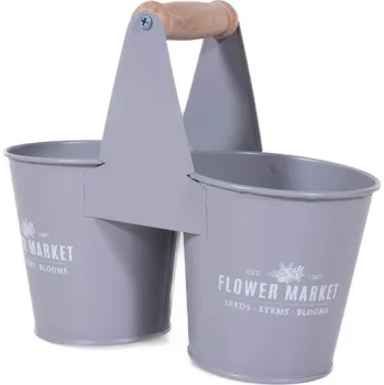 Květináč ProGarden Květináče na byliny BOTANICAL, dřevěný držák, šedé