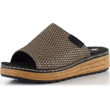 Dámské pantofle Rieker pantofle se širokým páskem Schwarz-Natur 62768-90 - 37 | P691906